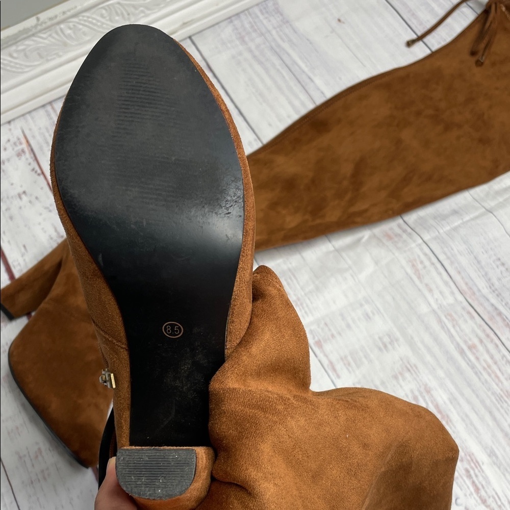 Vepose Tan Over-the-Knee Boots with Zipper - Picture 4 of 10